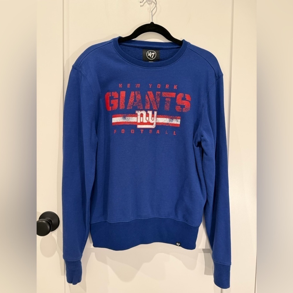 NY Giants NFL '47 Brand Men's Crewneck Sweater Size S Blue Long Sleeve